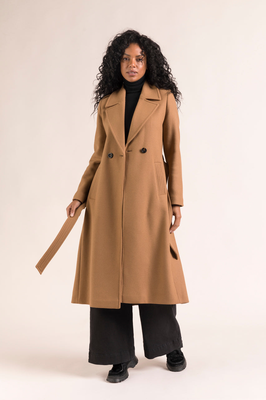 Long belted coat womens online