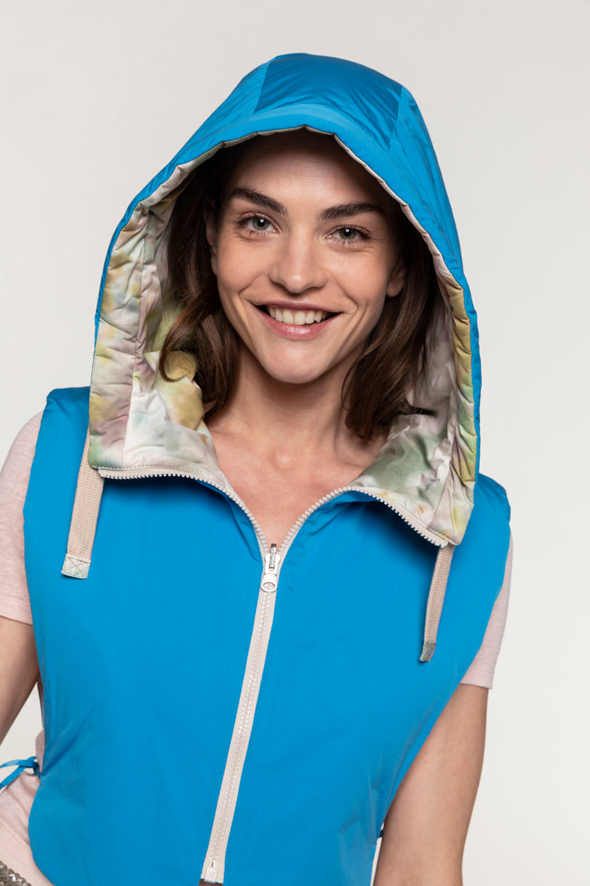 AVORIAZ hood in blue water-repellent fabric-Accessory hood in blue water-repellent fabric
