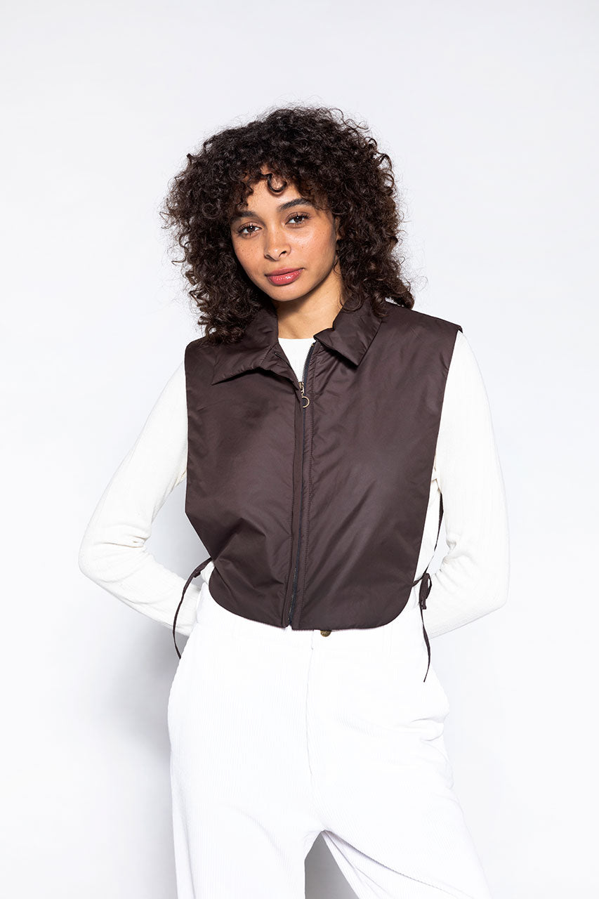 Brown Colmar water-repellent fabric vest-Brown water-repellent fabric accessory vest