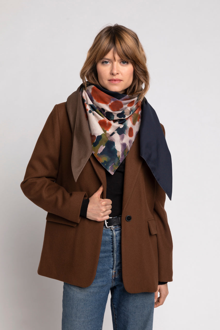 Veste RENAISSON-Veste féminine col tailleur en drap de laine marron