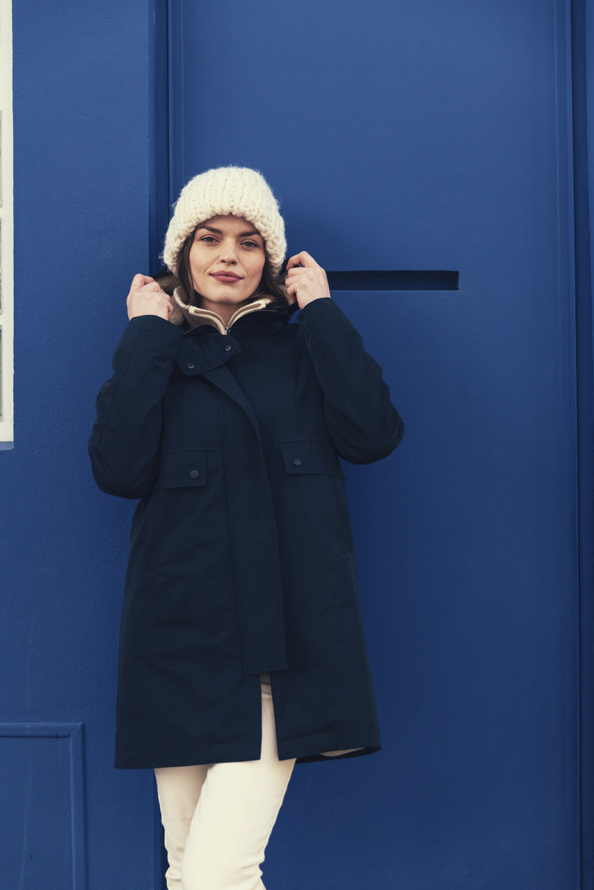 Parka GABRIAC-Warm parka with hood in navy water-repellent fabric