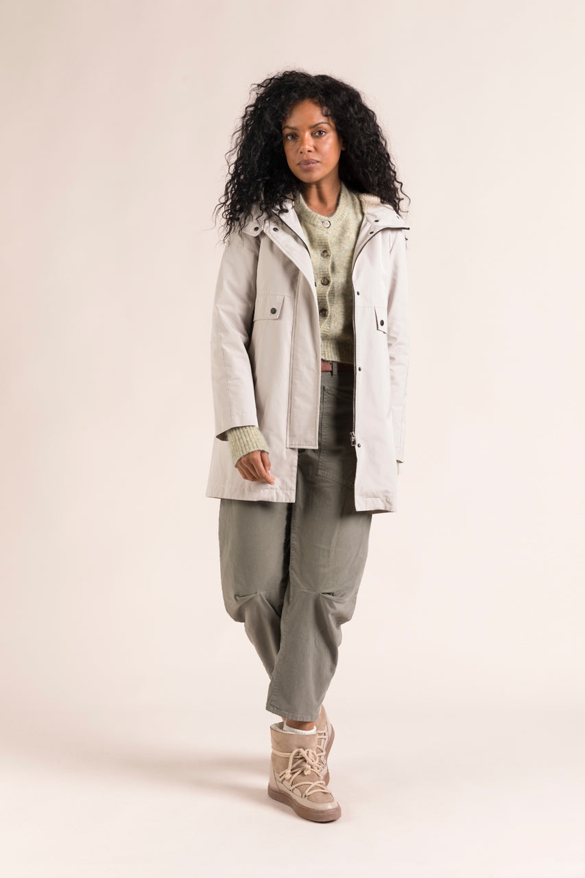 Parka GABRIAC-Warm parka with hood in gray water-repellent fabric