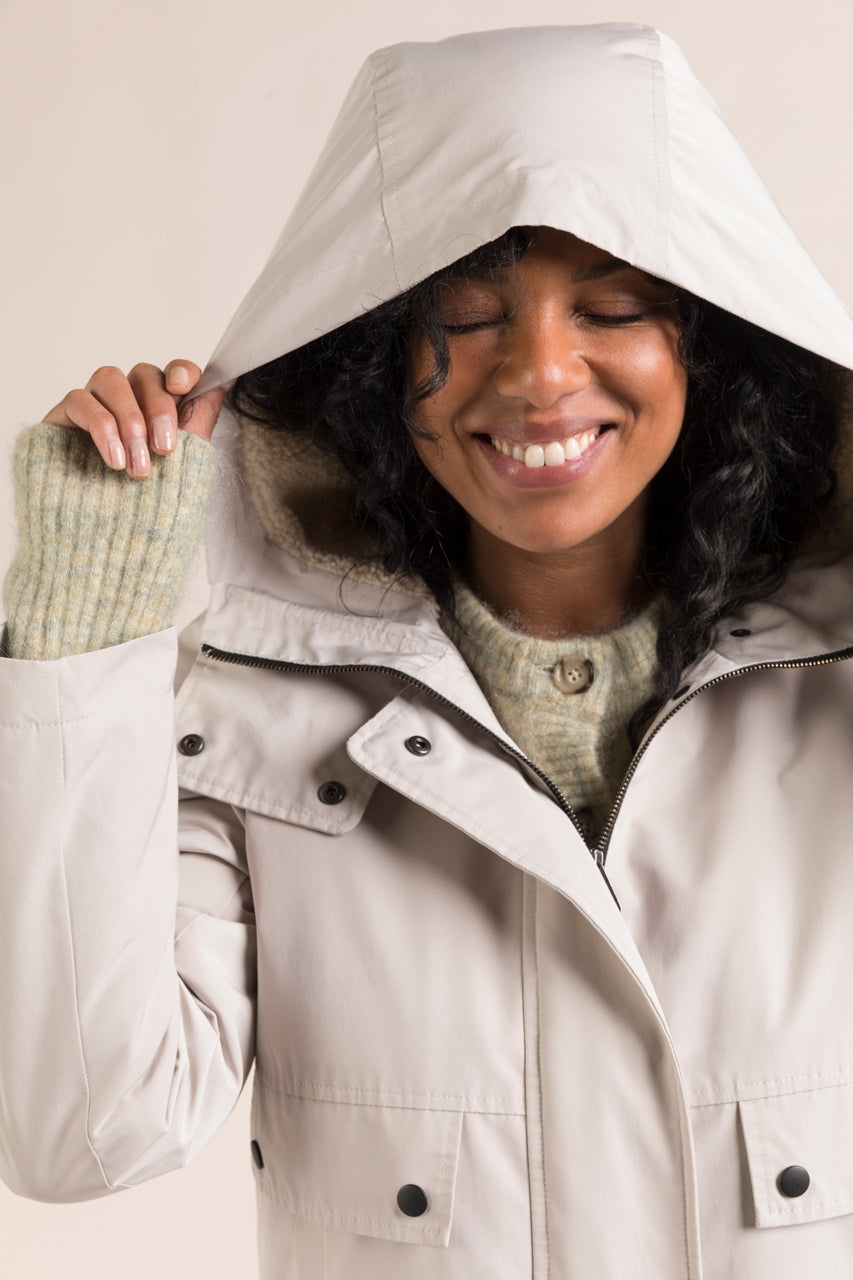 Parka GABRIAC-Warm parka with hood in gray water-repellent fabric