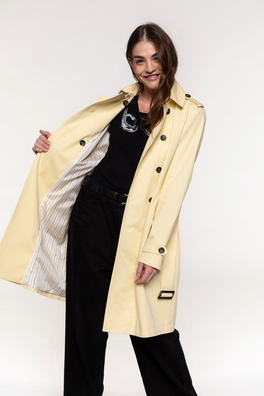 Authentic CHAMAS trench coat in light yellow pure cotton-Authentic trench coat in light yellow pure cotton