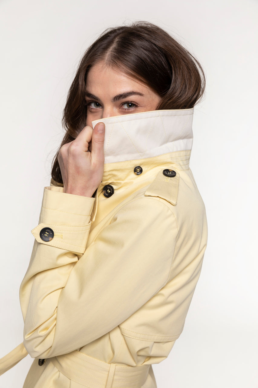 Authentic CHAMAS trench coat in light yellow pure cotton-Authentic trench coat in light yellow pure cotton