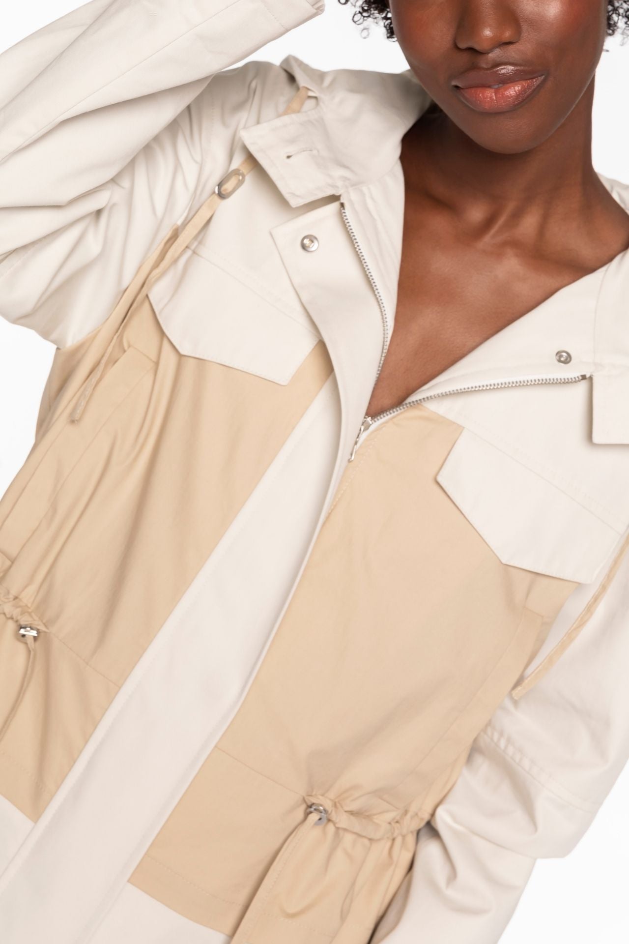 AMIRAT Parka-Two-tone oversized cream parka