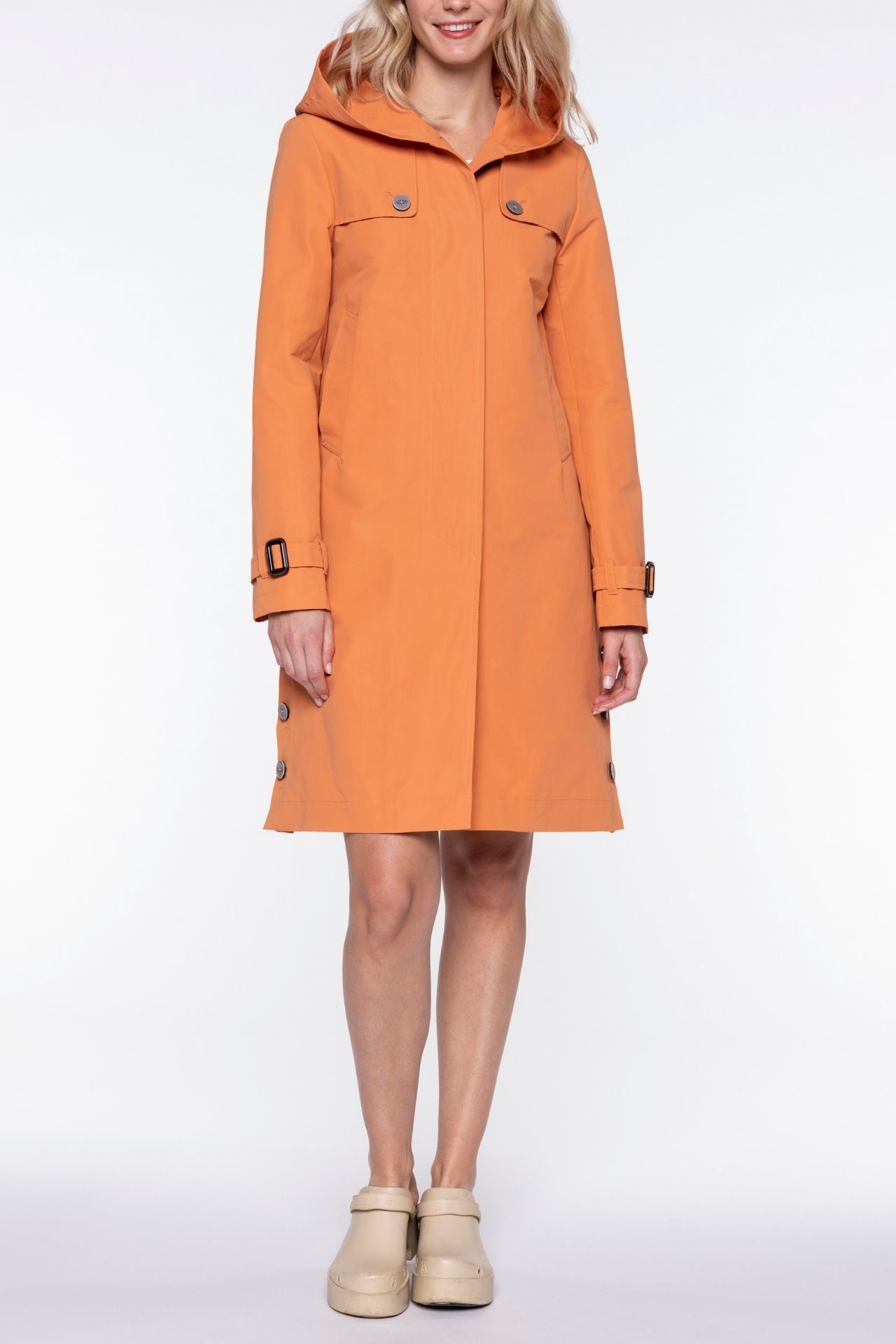 BASSANE-Retro-style redding coat in orange cotton blend