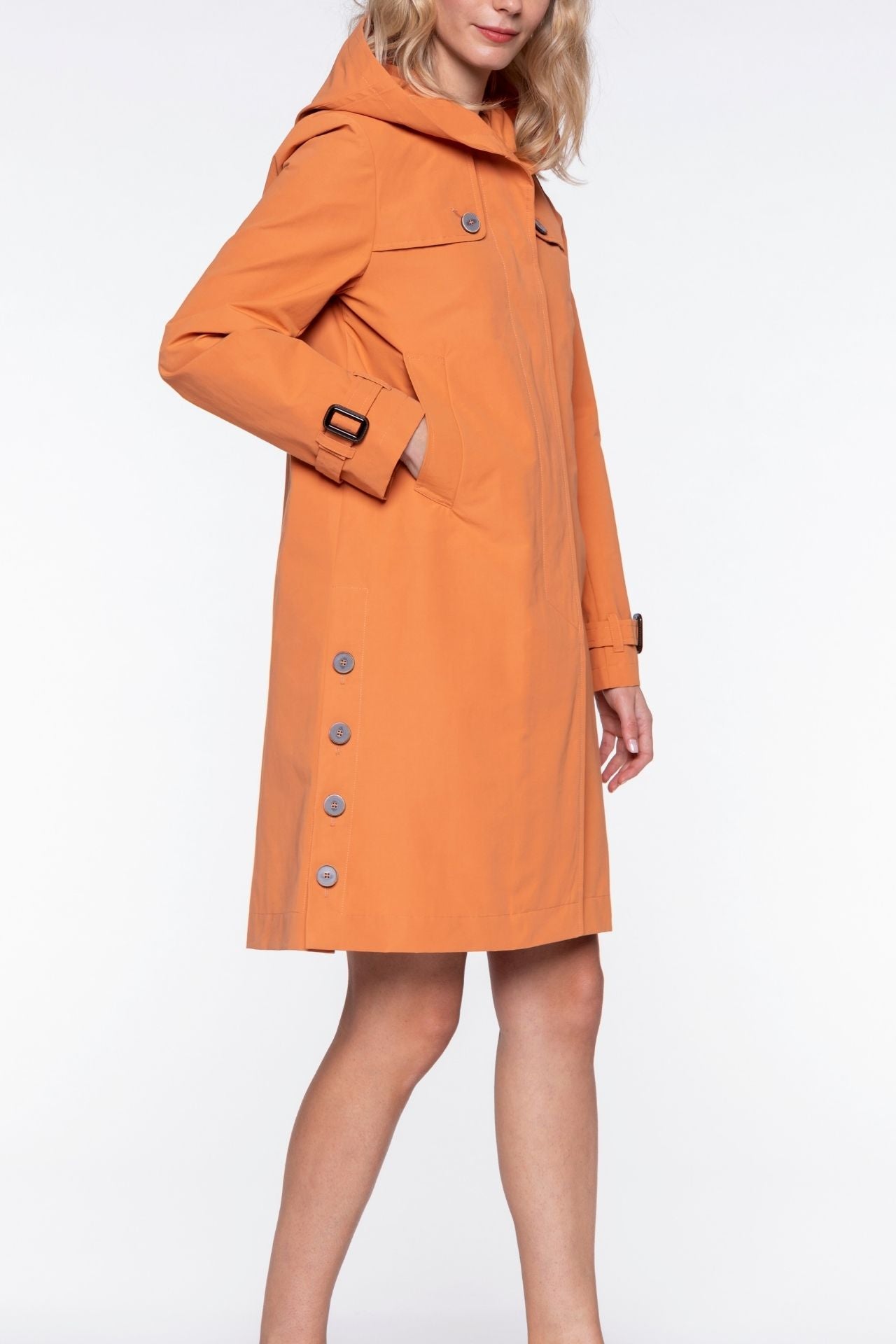 BASSANE-Retro-style redding coat in orange cotton blend