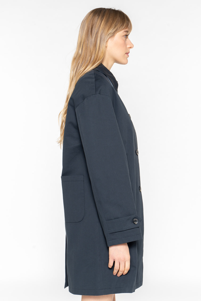 Clean DAX-Redding coat in pure premium cotton in navy blue
