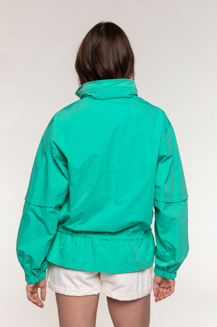 Short oversized CHALIEU parka in green-Short oversized parka in green cotton