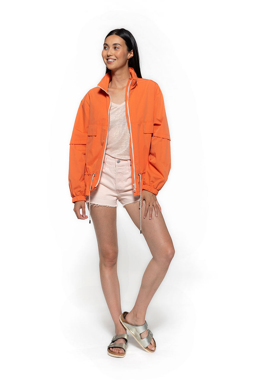 Short oversize orange CHALIEU parka-Short oversized orange cotton parka