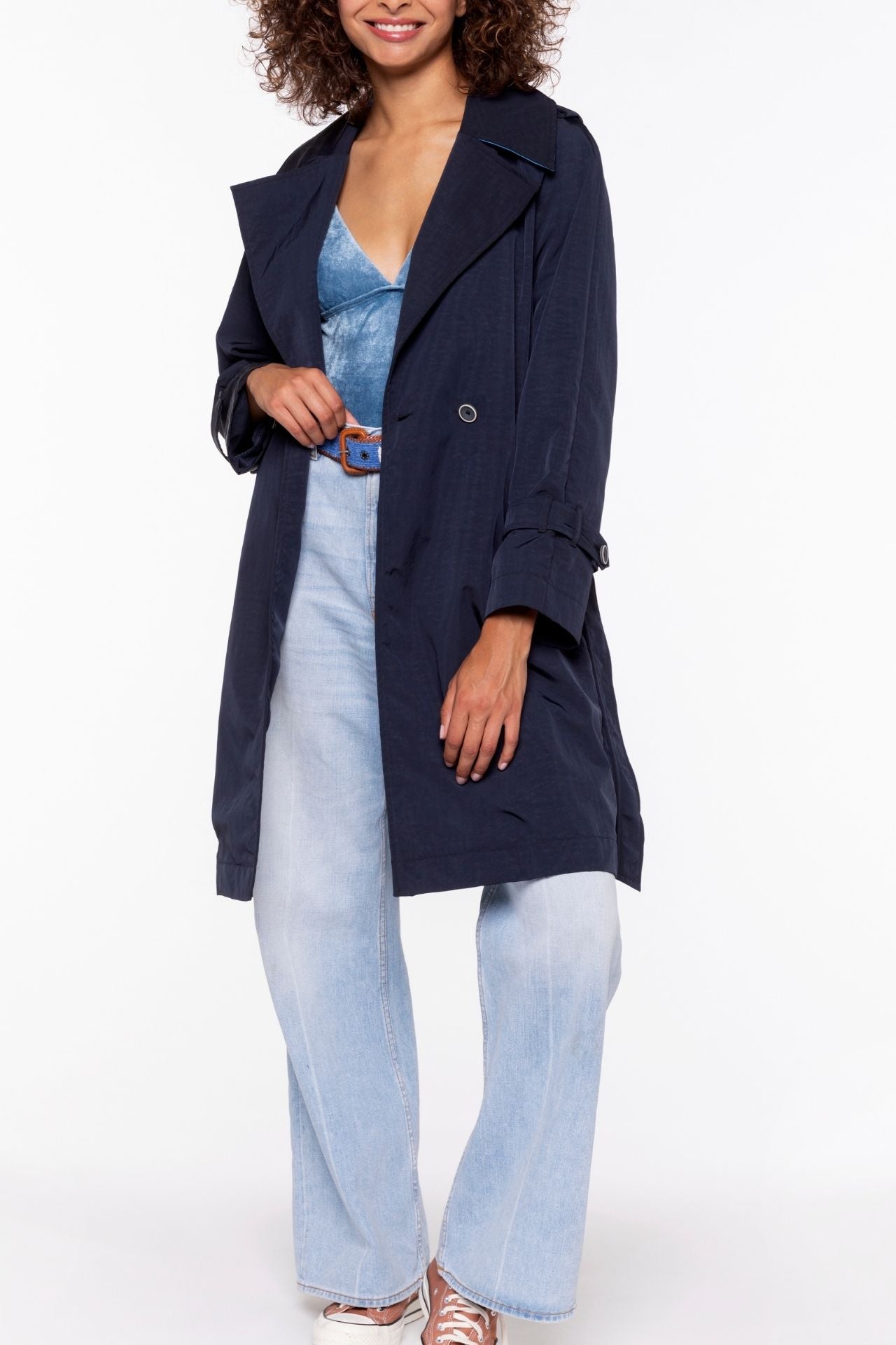 Trench ESPALION-Trench oversize ceinturé bleu marine