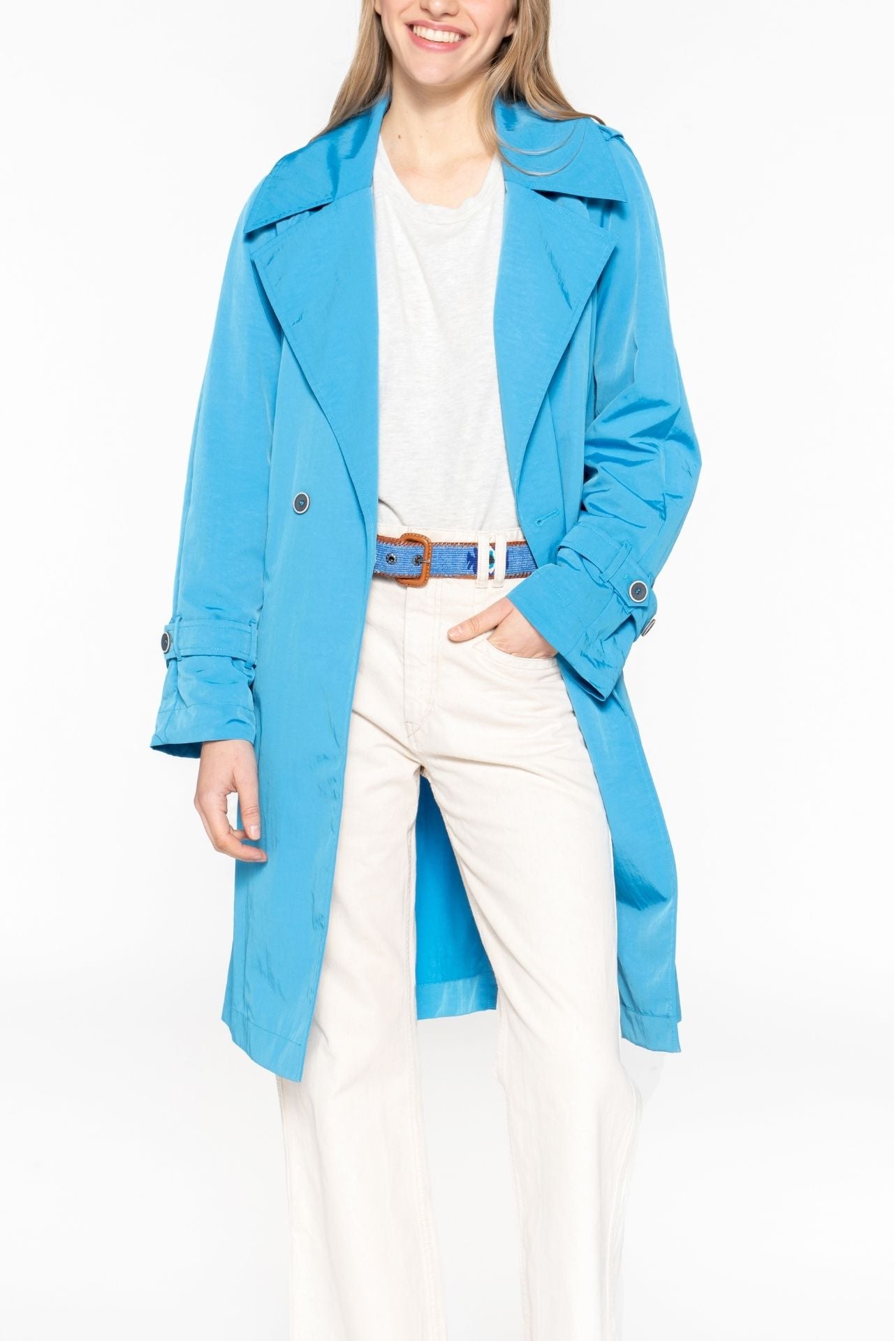 ESPALION Trench - Electric blue belted oversized trench coat