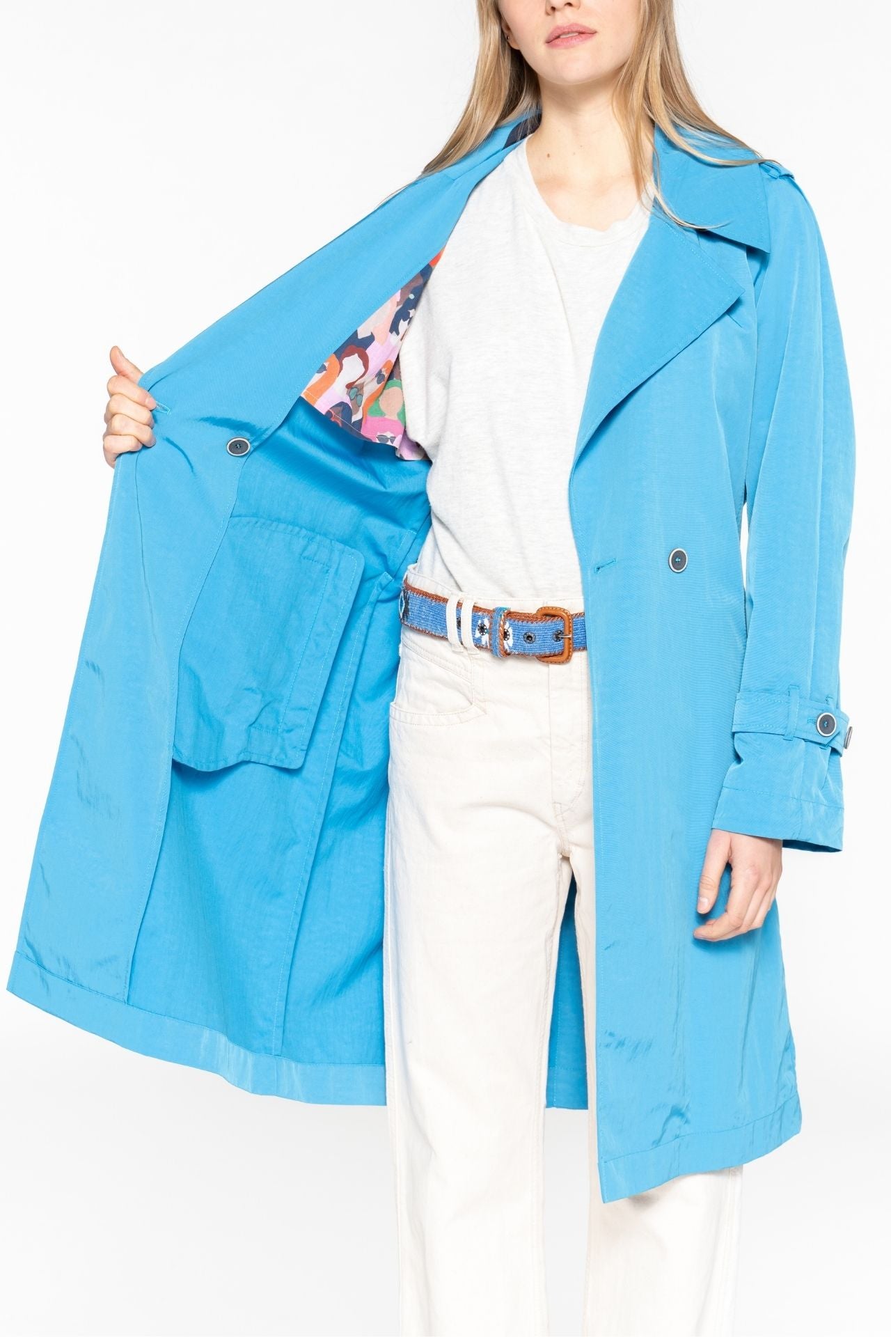 ESPALION Trench - Electric blue belted oversized trench coat