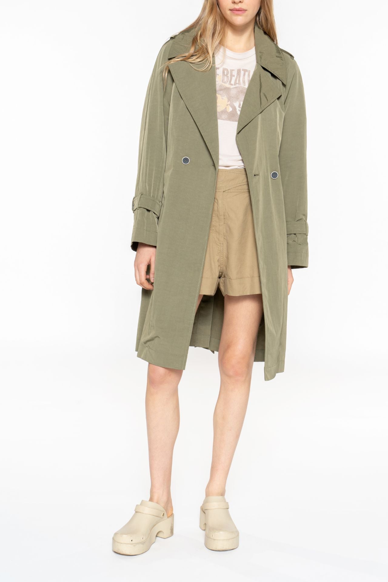 Trench ESPALION-Khaki belted oversized trench coat