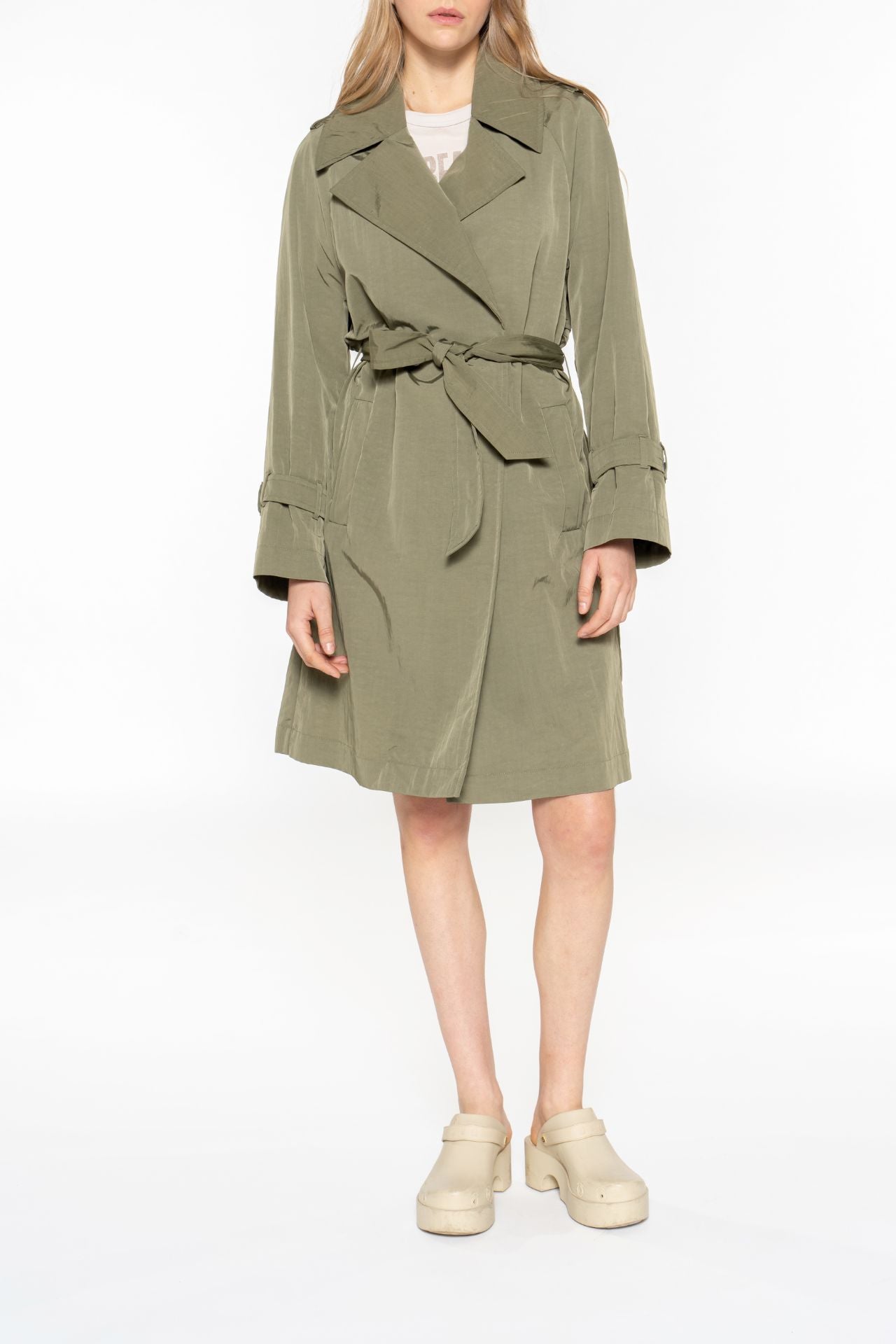 Trench ESPALION-Khaki belted oversized trench coat