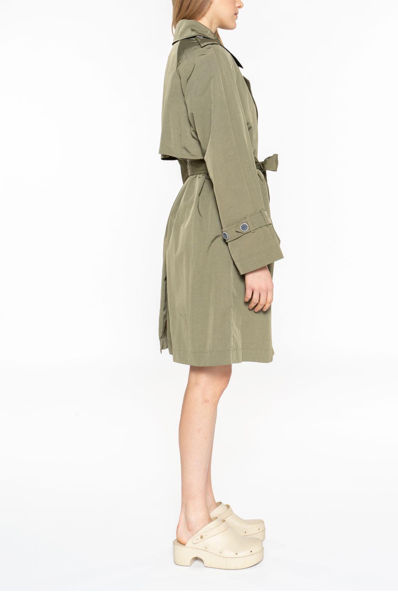 Trench ESPALION-Khaki belted oversized trench coat