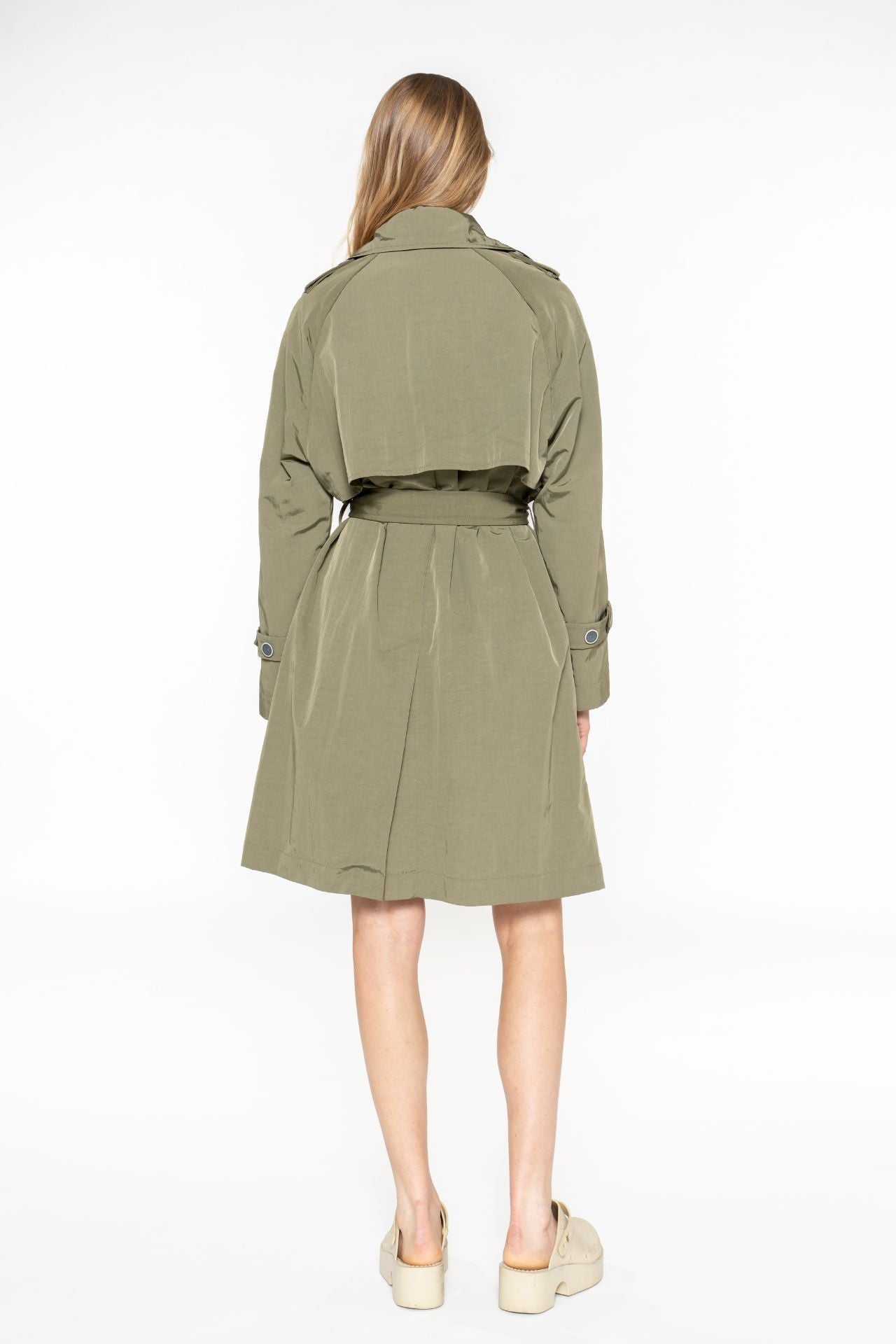 Trench ESPALION-Khaki belted oversized trench coat