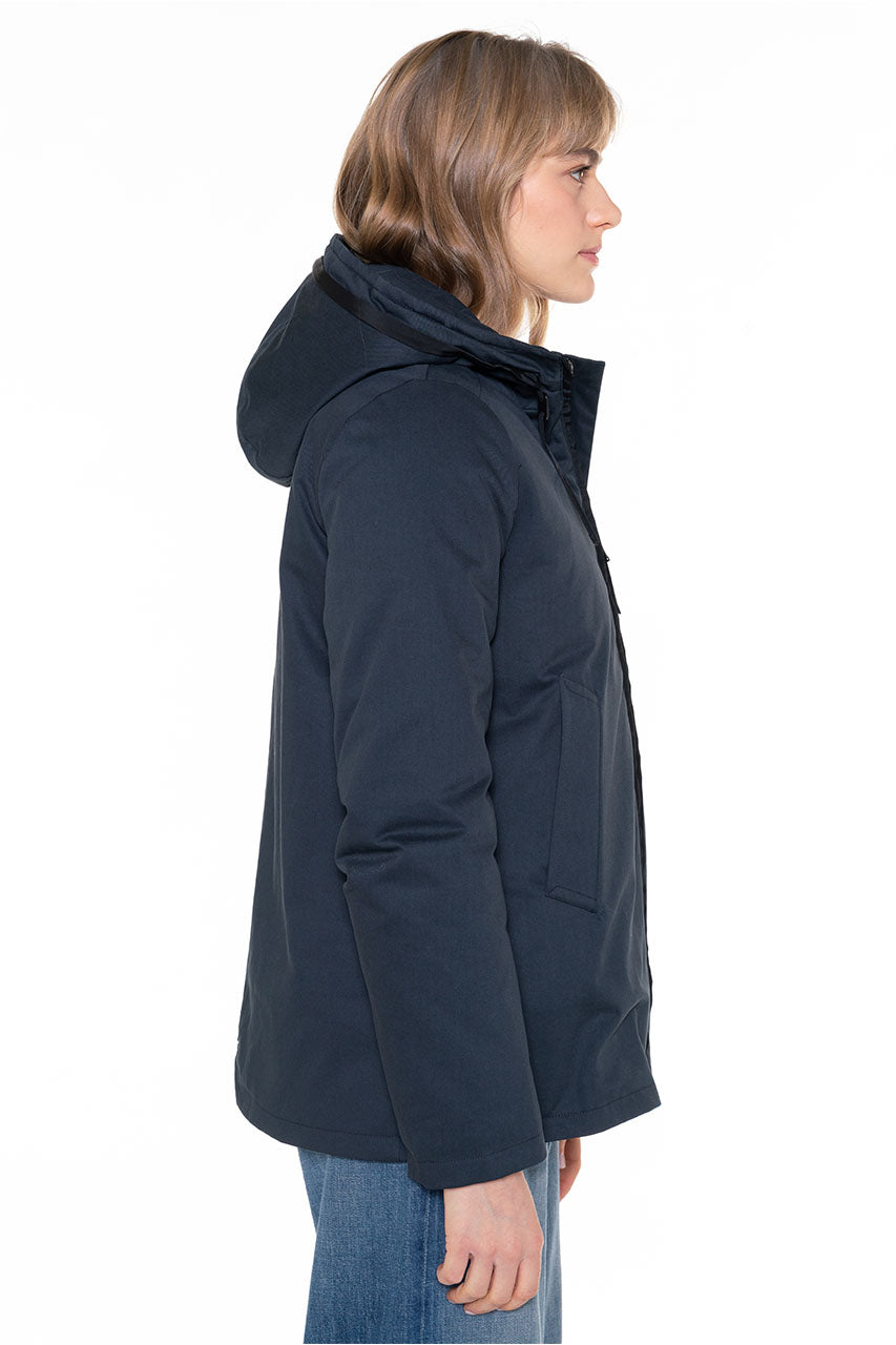 Broglie navy blue cotton parka-Short parka in pure navy blue cotton