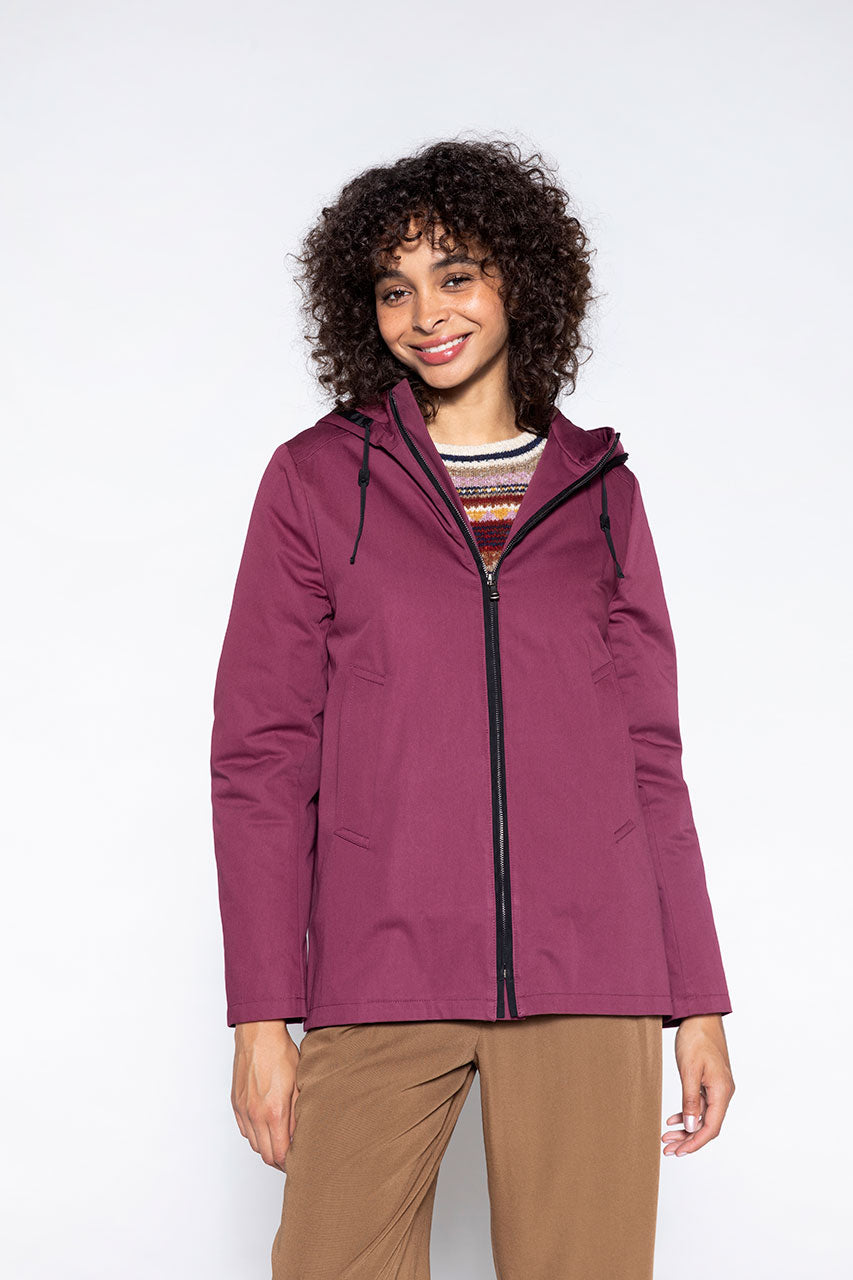 Broglie cotton parka plum-Short parka in pure cotton plum