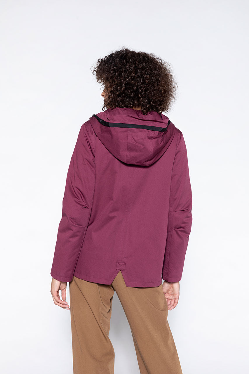 Broglie cotton parka plum-Short parka in pure cotton plum