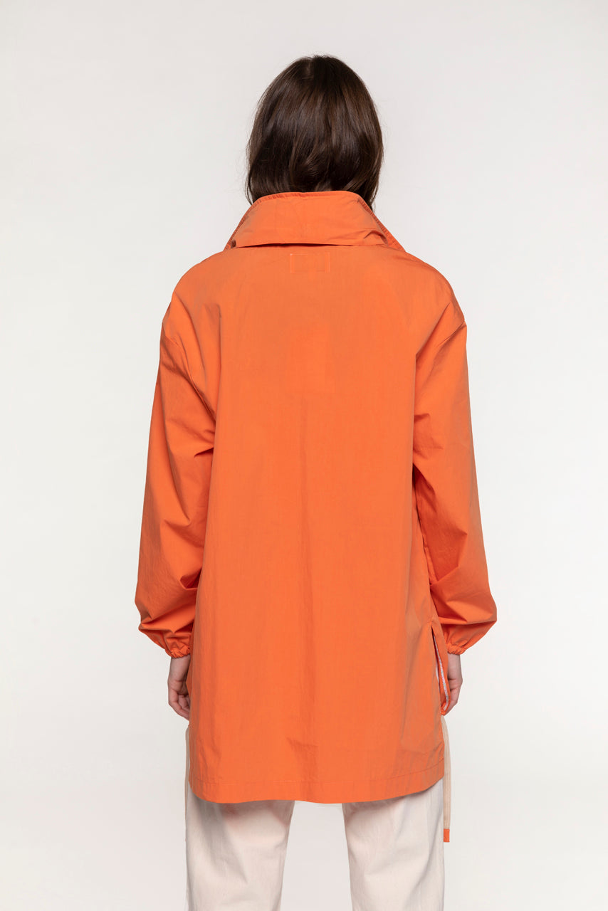 MORLAIX raincoat with orange hood-Raincoat with hood in the orange collar