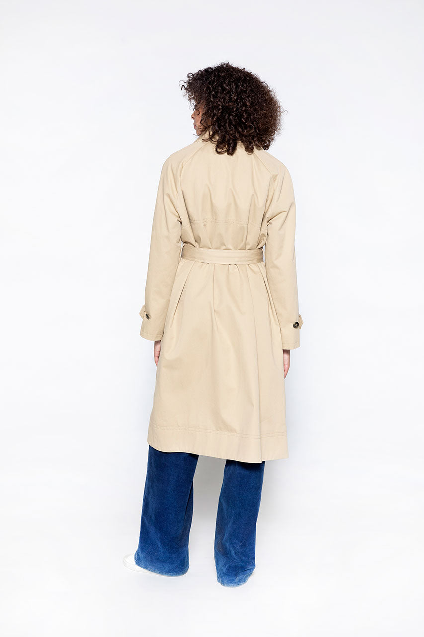 Trench pur coton beige ceinturé femme hiver - Trench & Coat