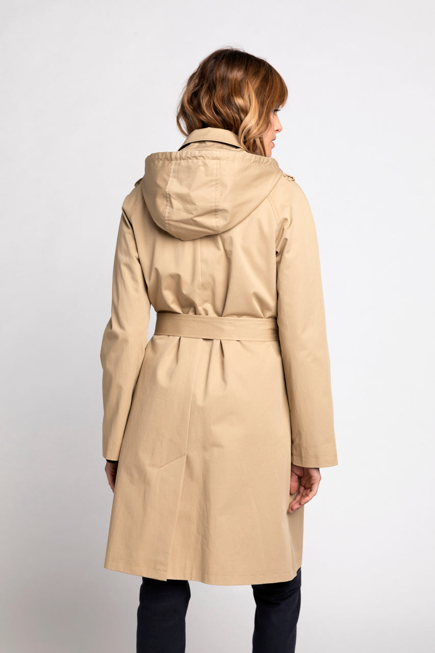 Beige cotton belted trench Tangry -Beige pure cotton belted trench coat