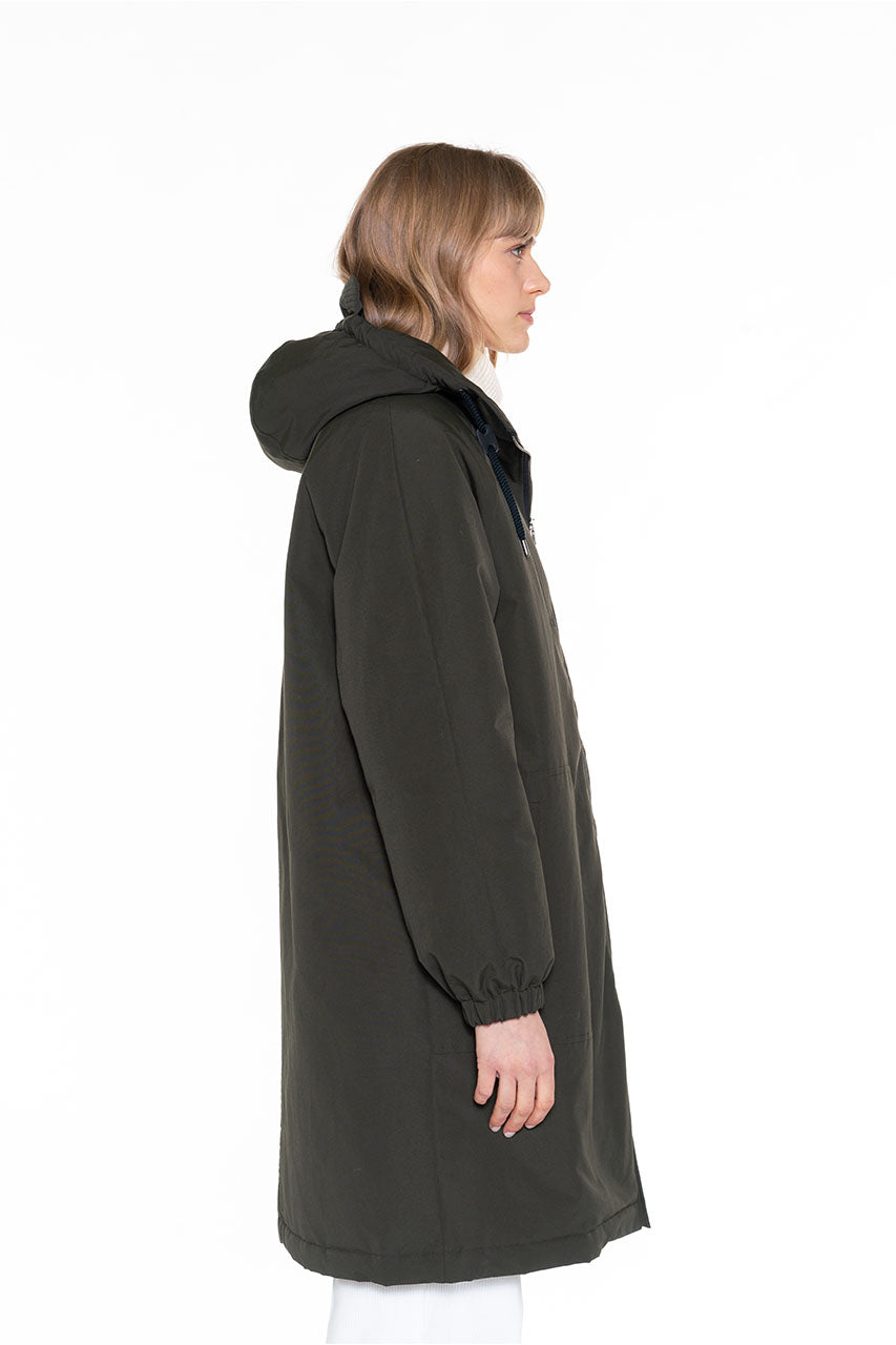 Warm khaki Bernay parka-Long khaki padded parka