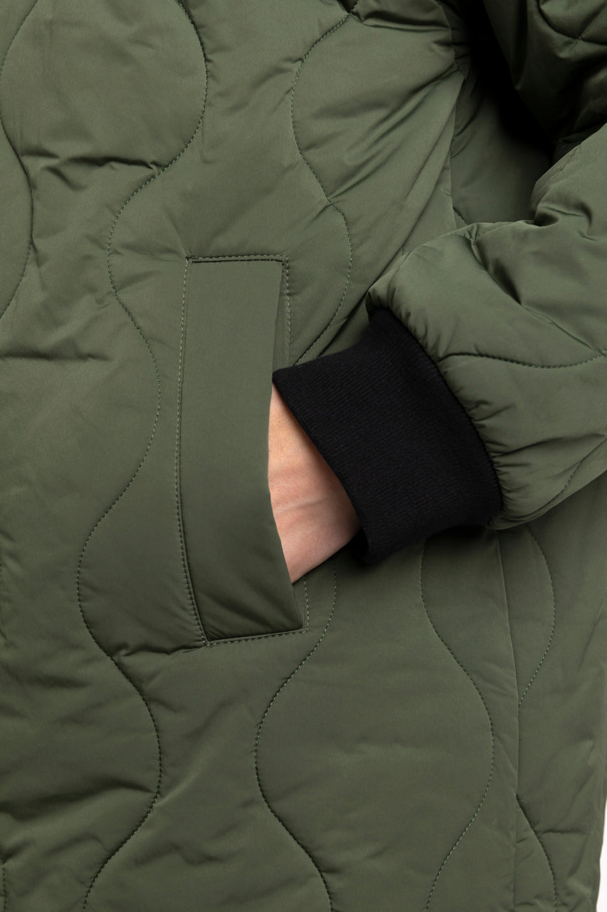 SAOU Parka-Oversized quilted parka in khaki water-repellent fabric