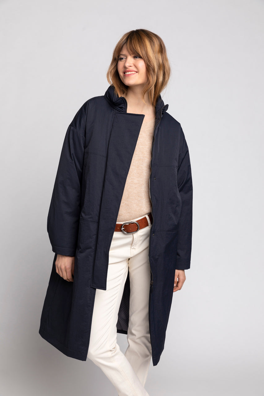 AMBLEON Parka-Long oversized padded parka in navy ripstop fabric