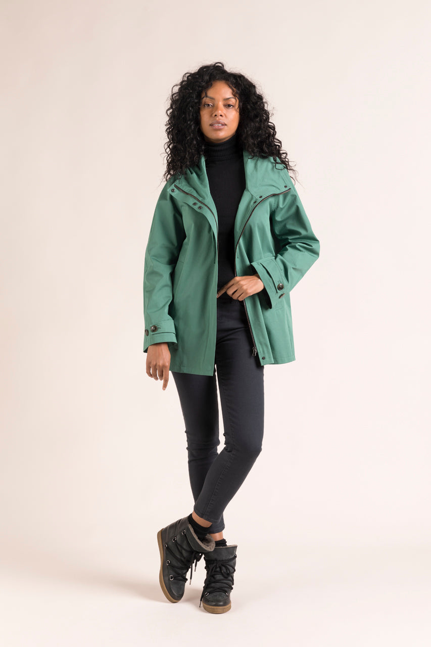 RAVEL parka-Loose parka in pure green cotton