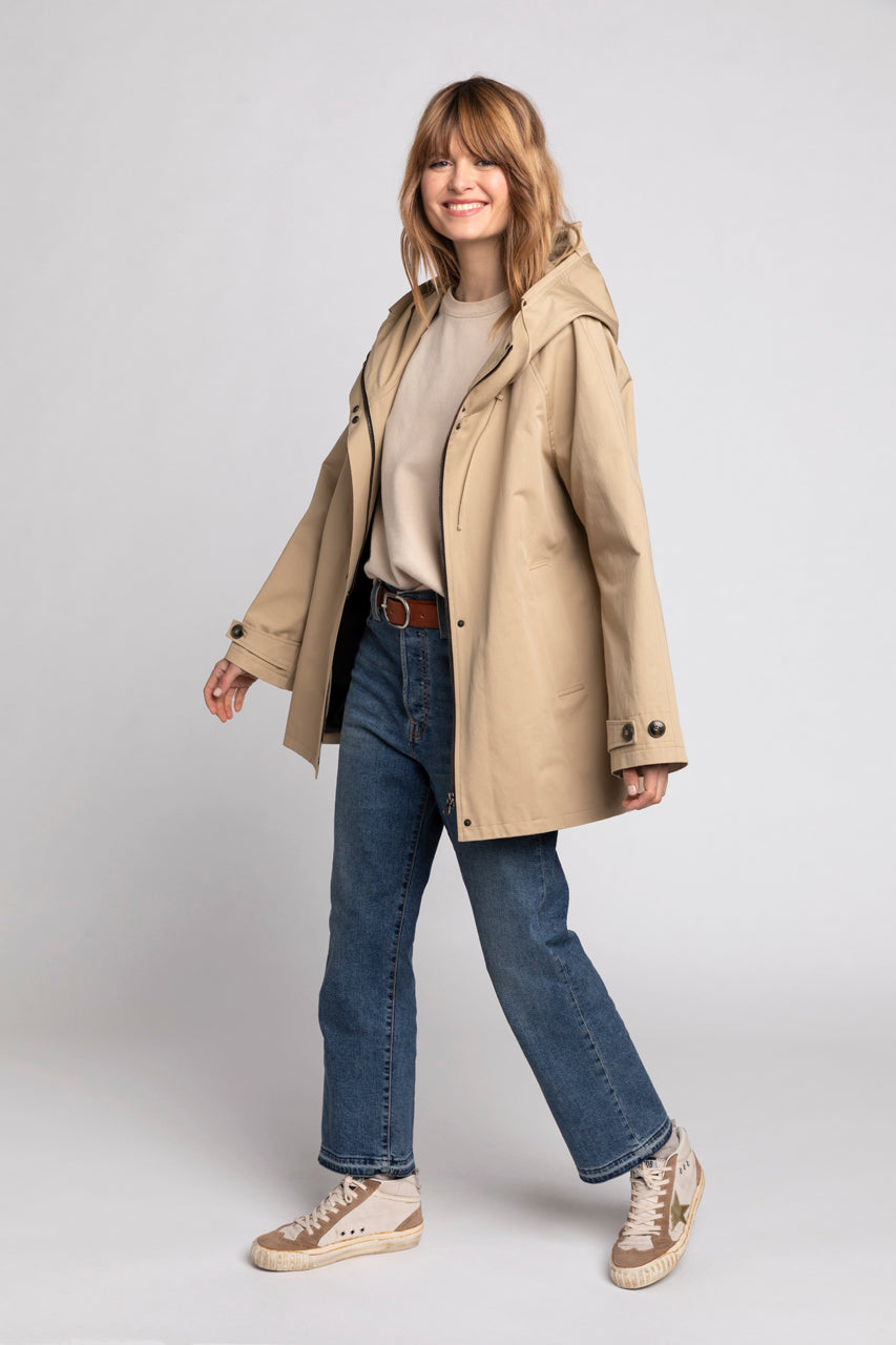 RAVEL parka-Loose parka in pure beige cotton