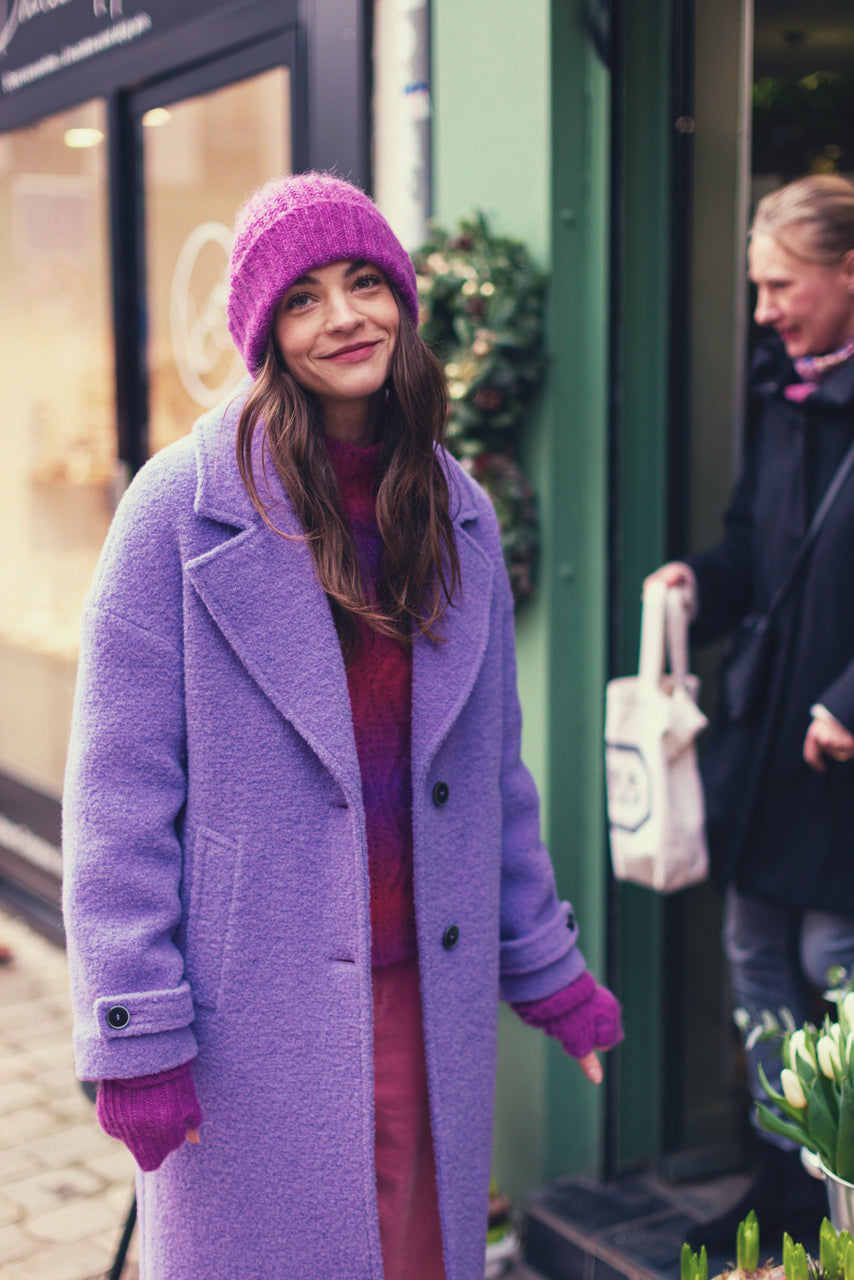 MOLINOT coat-Long oversized coat in lilac virgin wool