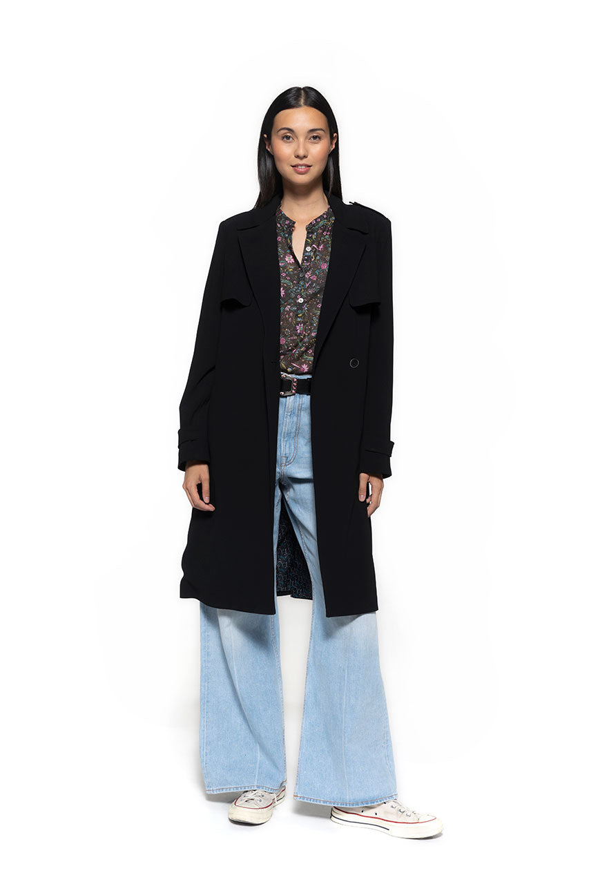 Manteau trench noir femme best sale