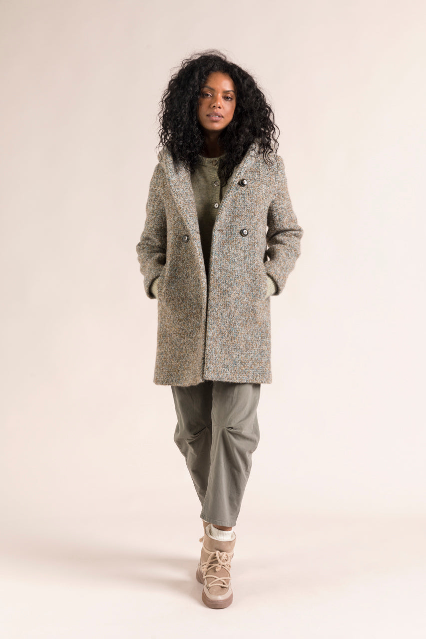 RICOUX coat-Warm coat in multicolor virgin wool