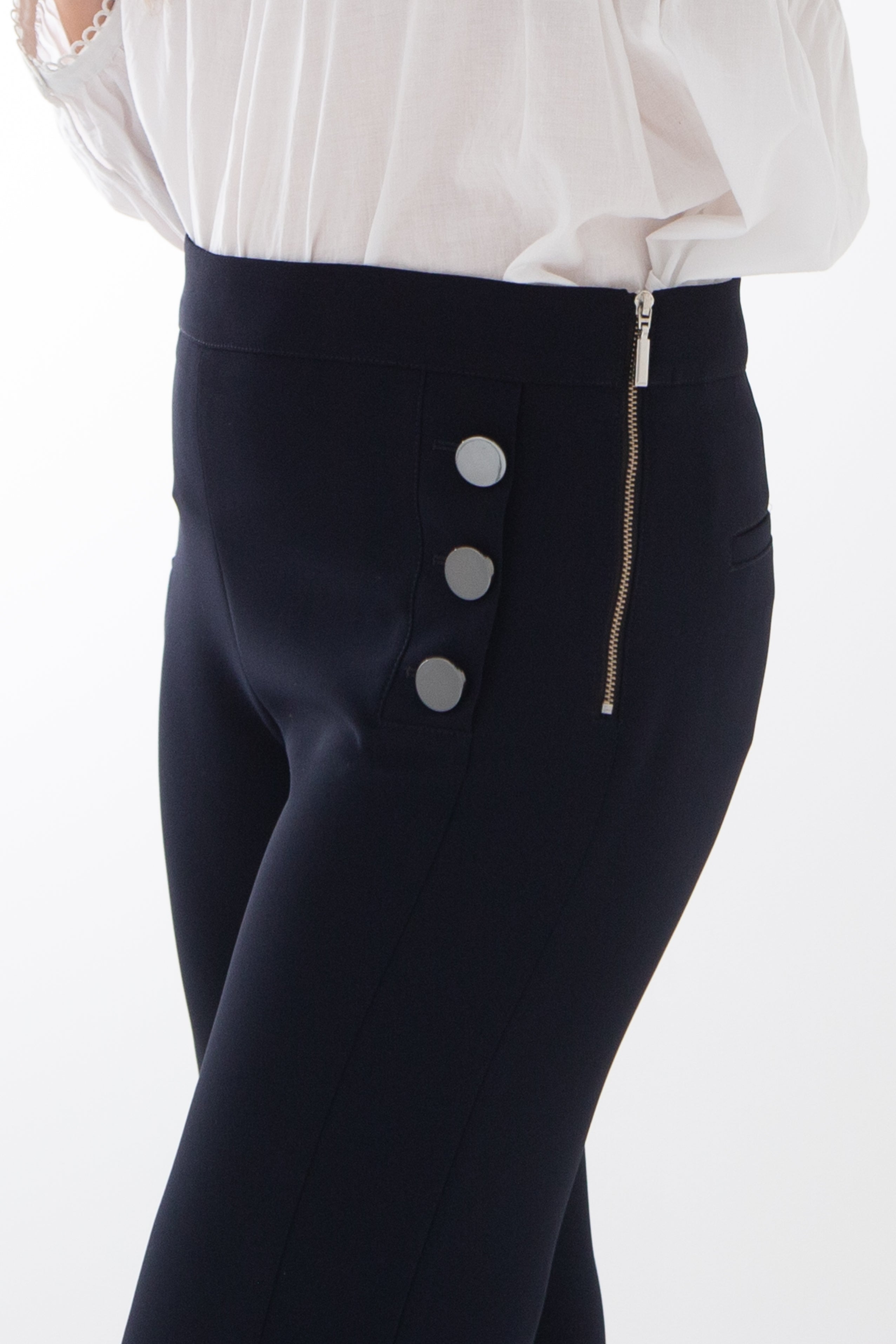 Pantalon droit et large SETH en tissu fluide bleu marine