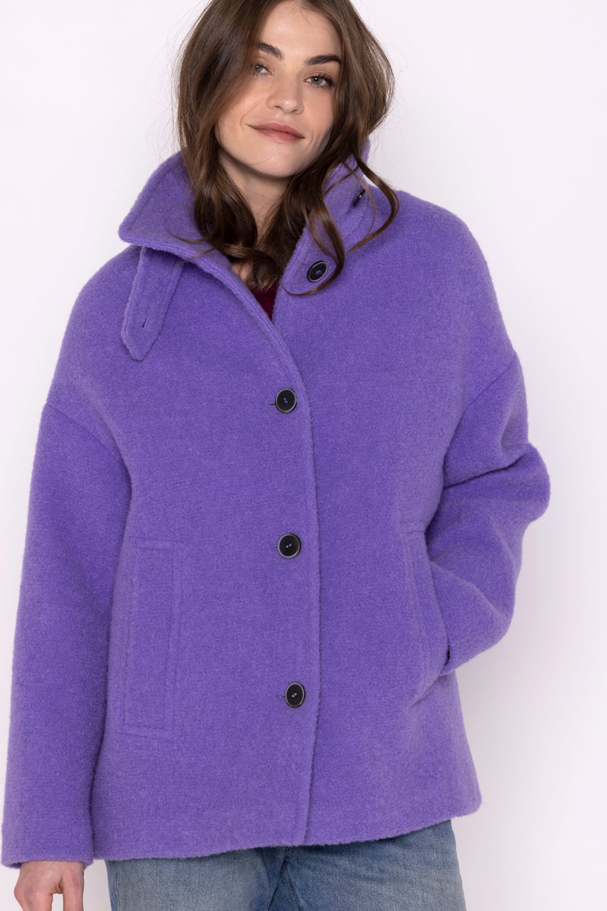 SOMAIN coat-Short oversized coat in lilac virgin wool terry