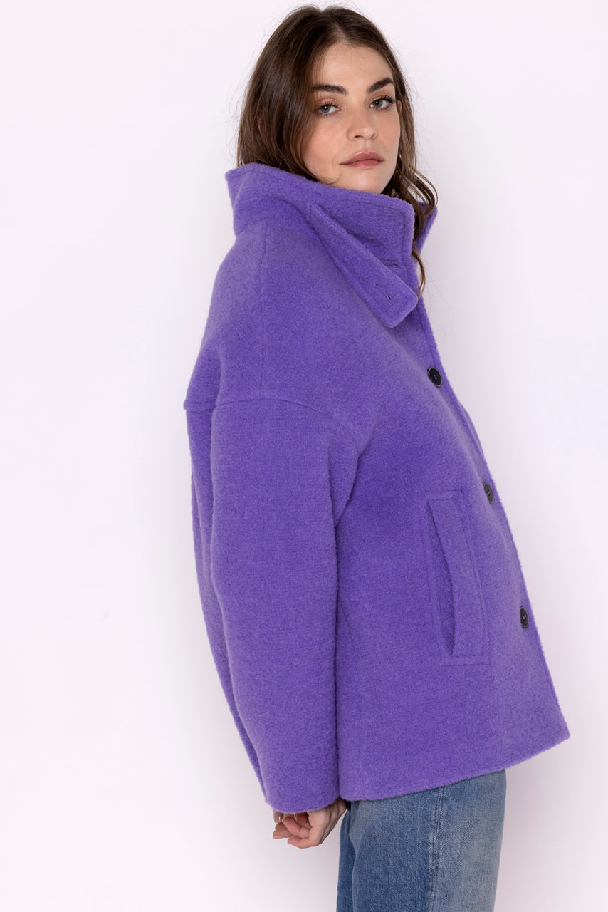 SOMAIN coat-Short oversized coat in lilac virgin wool terry