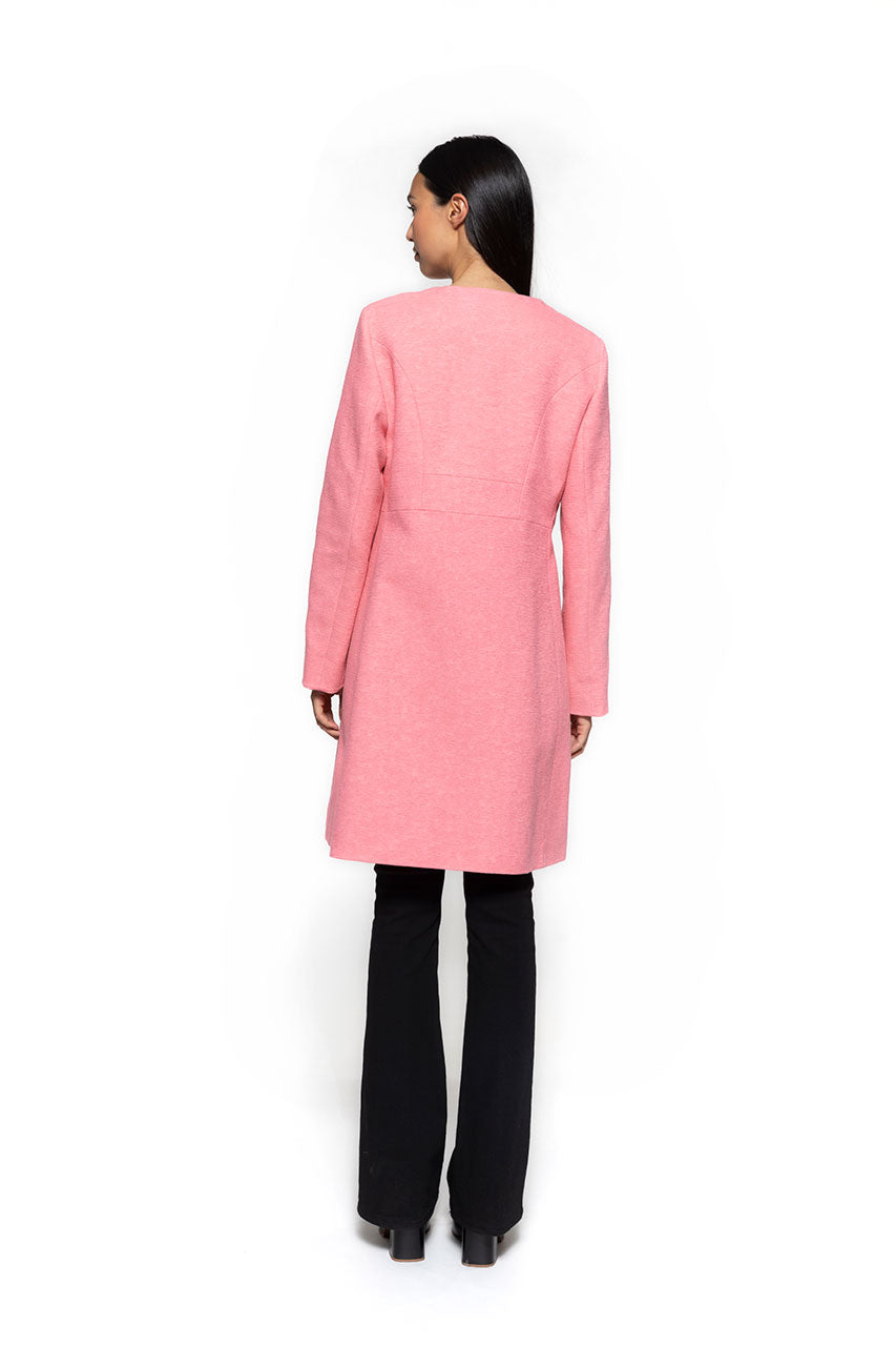 SOVERIA pink fitted collarless coat-Pink fitted collarless coat