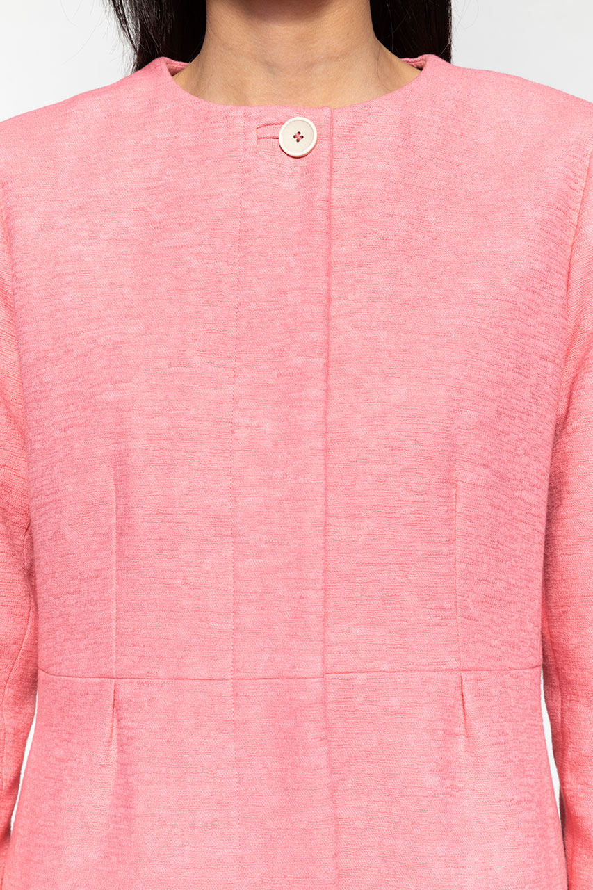 SOVERIA pink fitted collarless coat-Pink fitted collarless coat