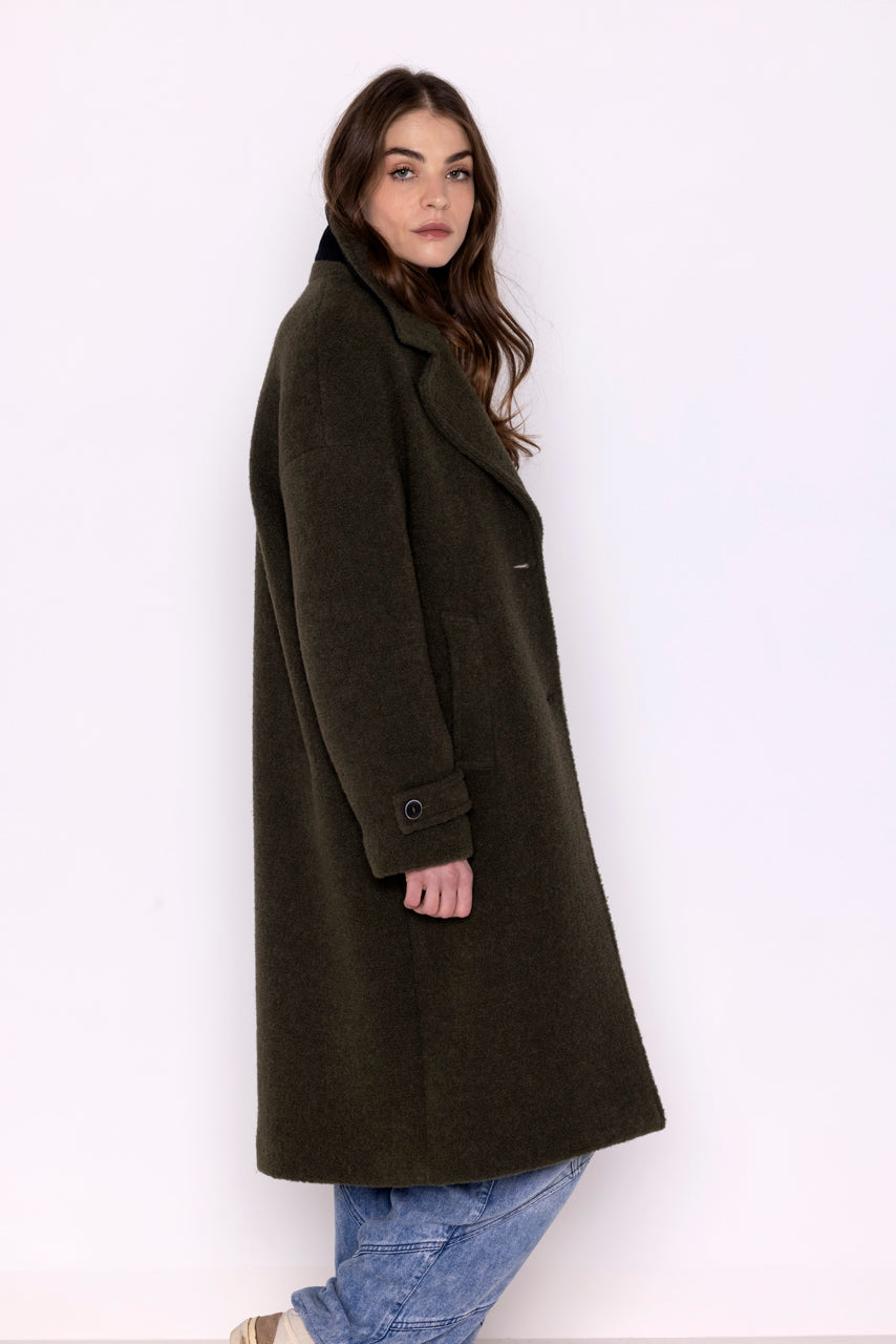 MOLINOT coat-Long oversized coat in khaki virgin wool