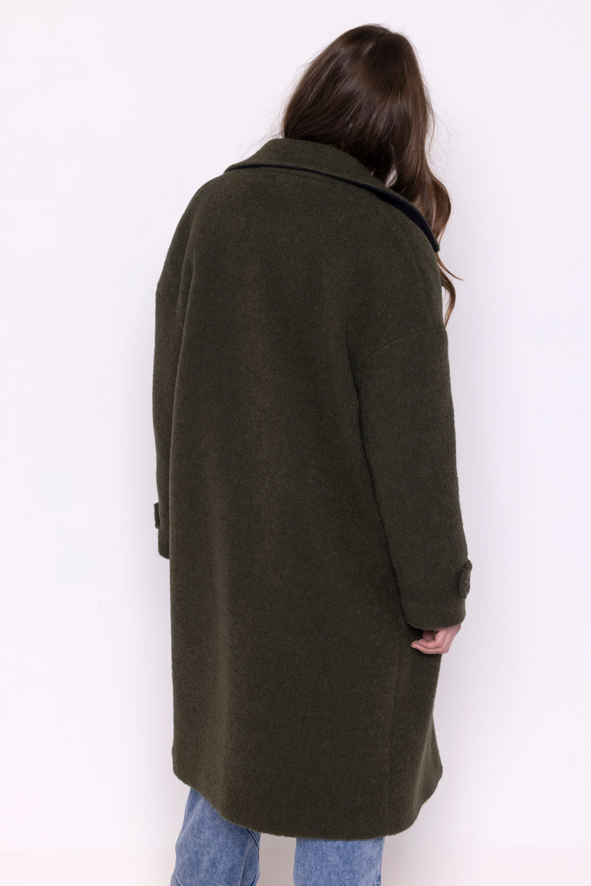 MOLINOT coat-Long oversized coat in khaki virgin wool