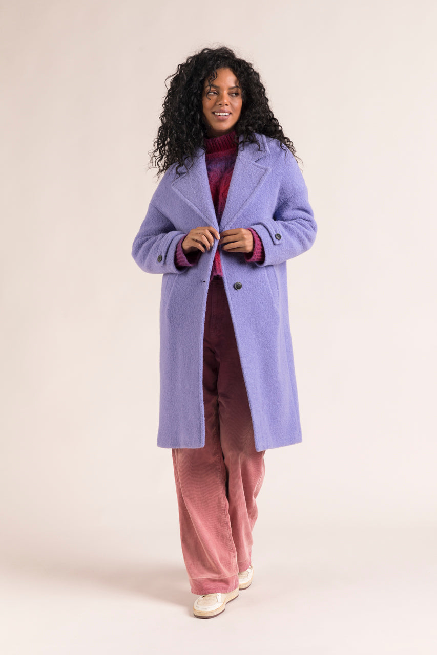 MOLINOT coat-Long oversized coat in lilac virgin wool