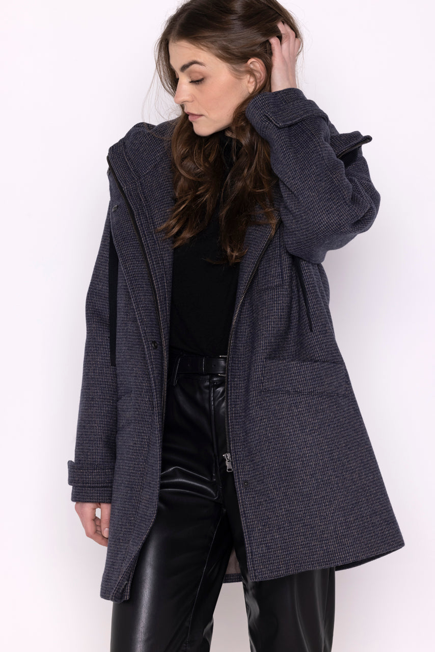 Parka ROANNE-Oversized quilted parka with navy checks