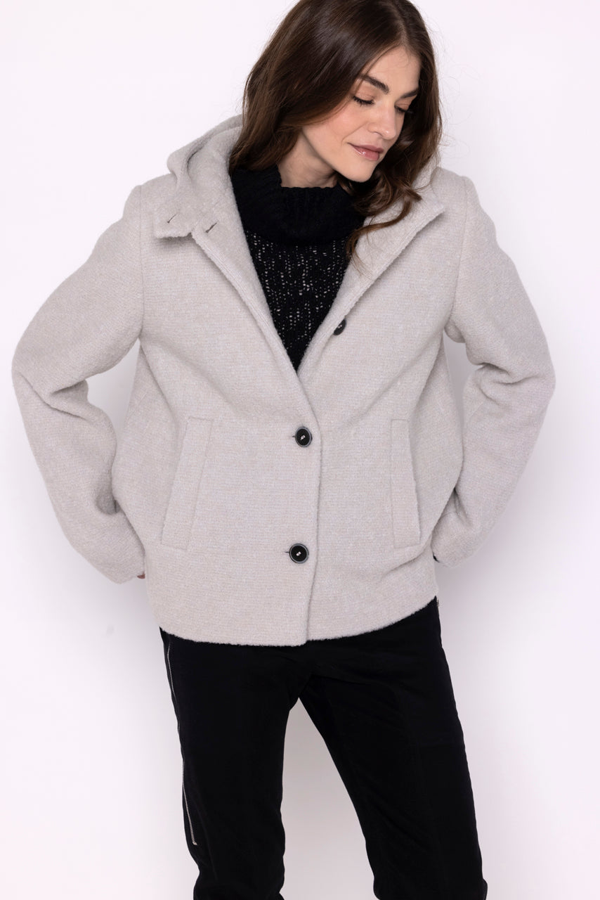 CORMOZ coat-Short gray terry hooded coat