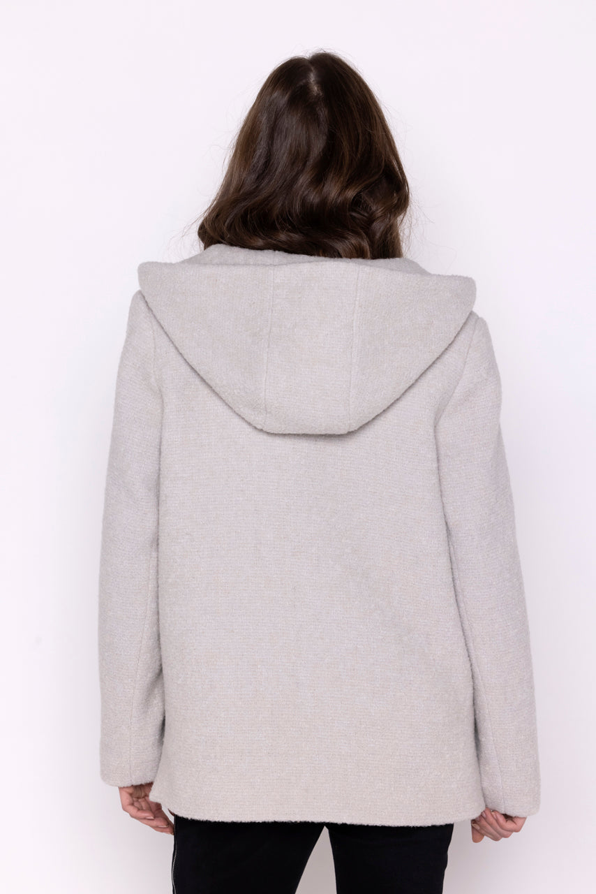 CORMOZ coat-Short gray terry hooded coat