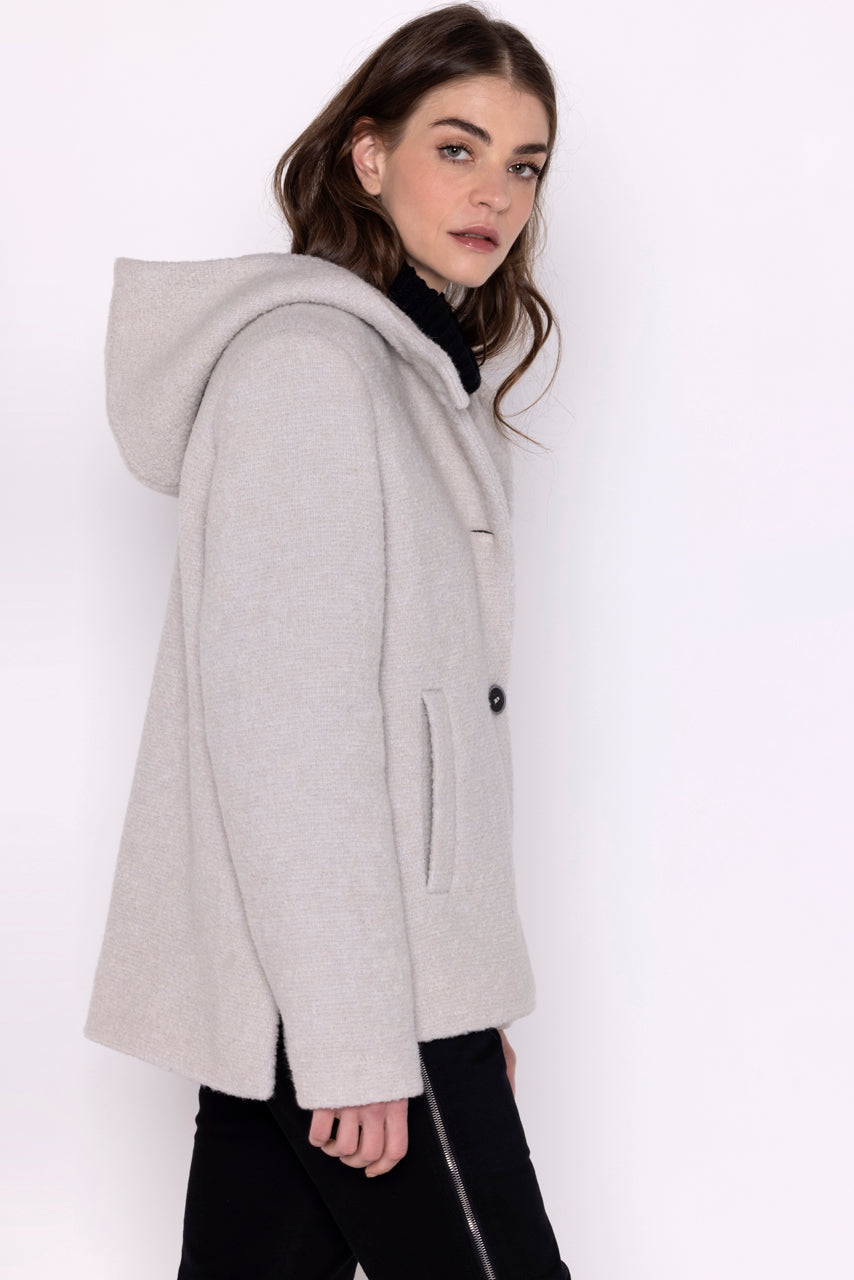 CORMOZ coat-Short gray terry hooded coat