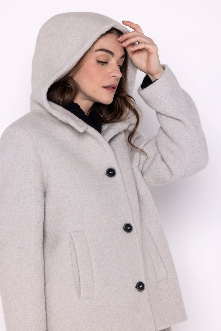 CORMOZ coat-Short gray terry hooded coat