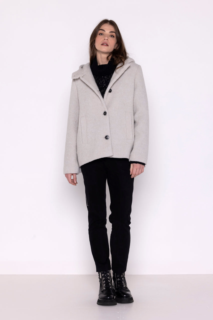 CORMOZ coat-Short gray terry hooded coat